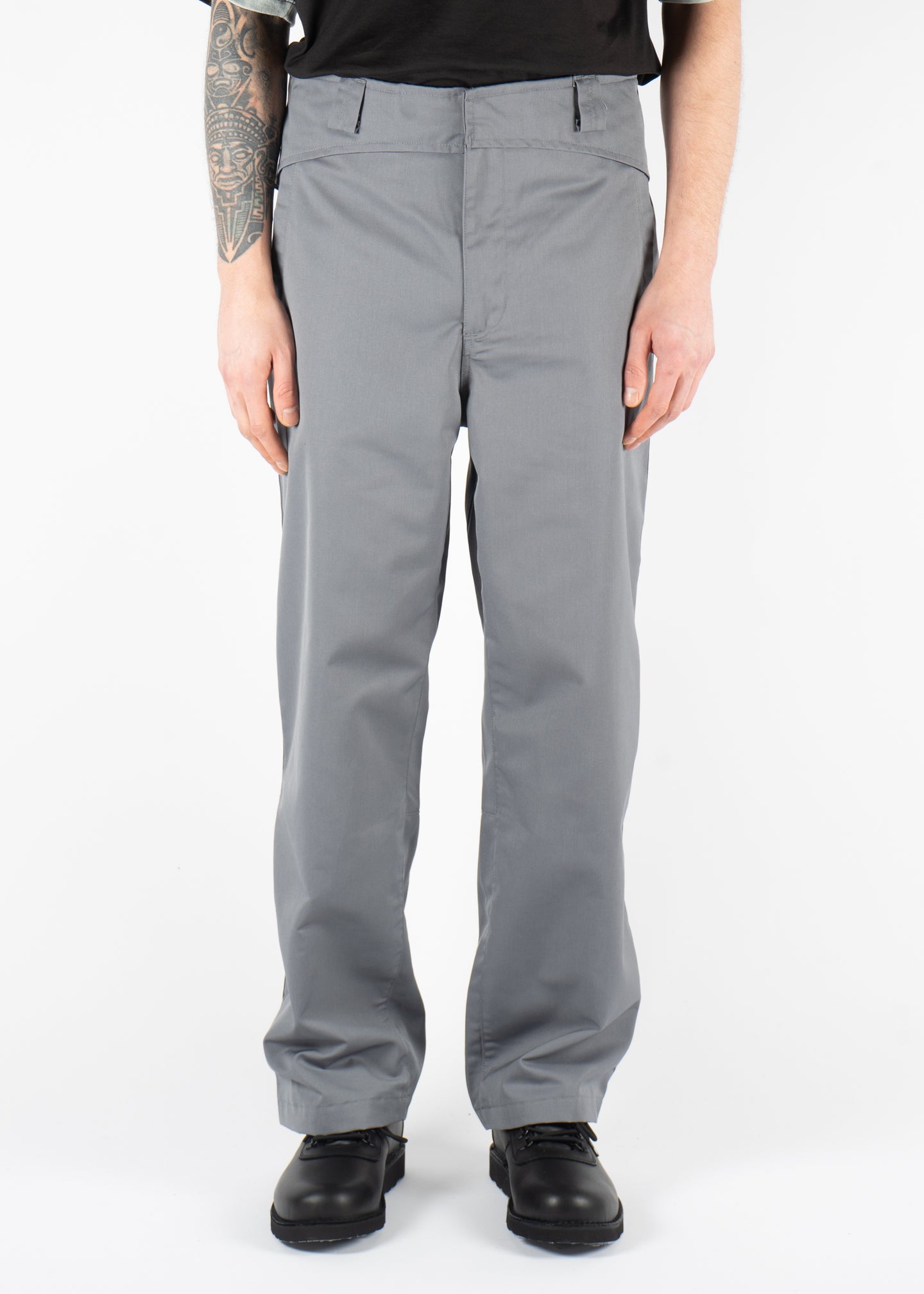 Folded Belt Pants Steel Grey