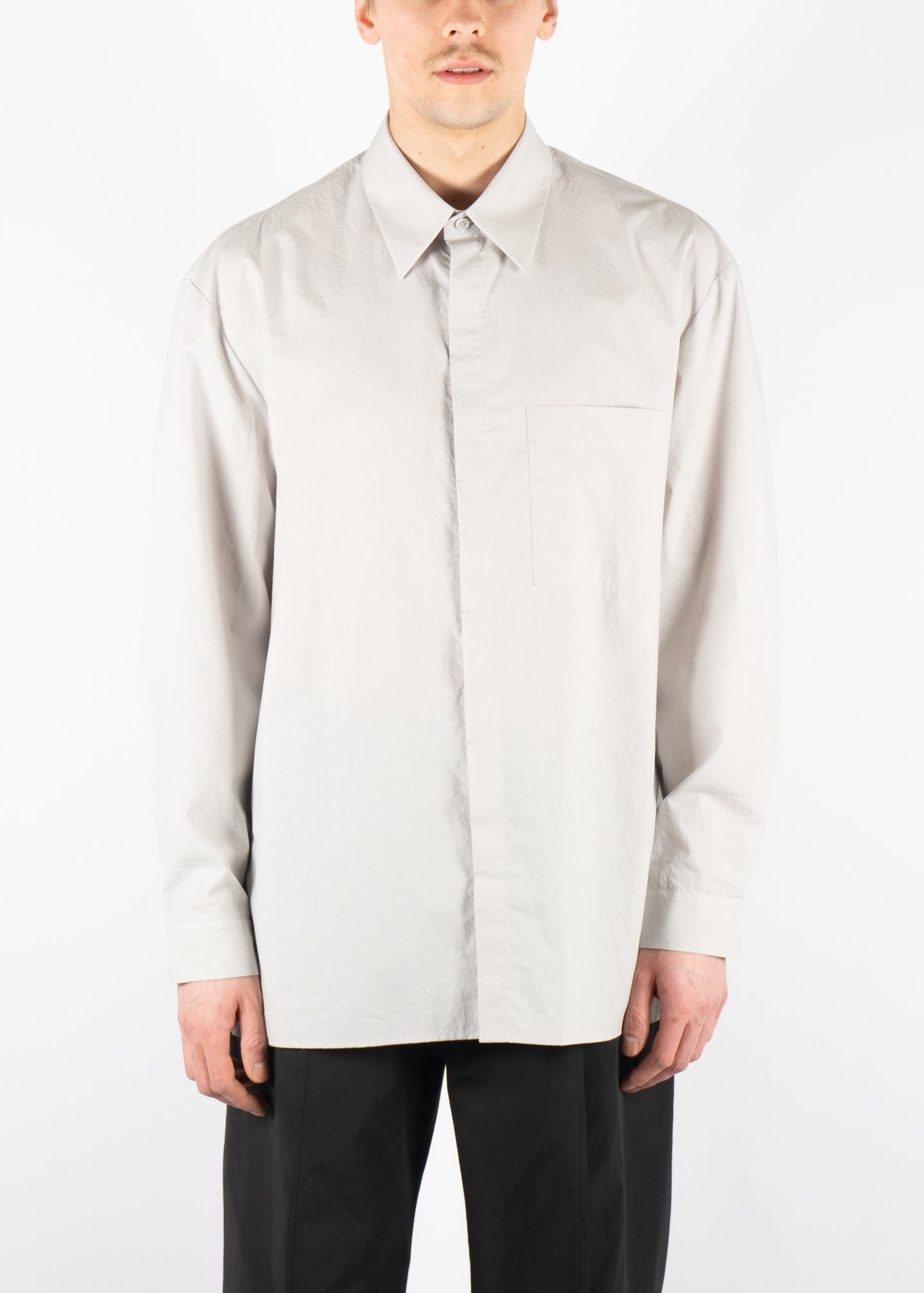 Square Pocket Oversized Shirt Light Grey