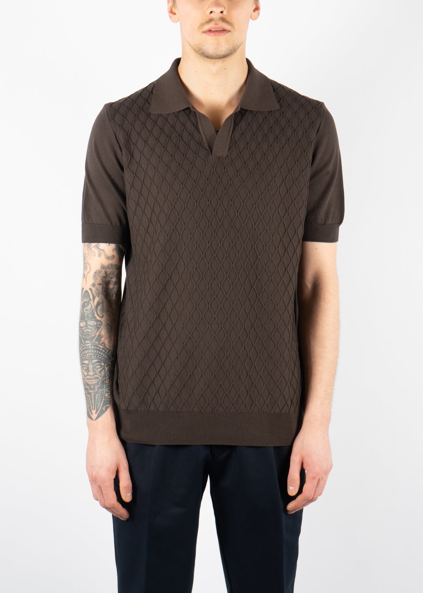 Mirza Knitted Polo Brown Elk