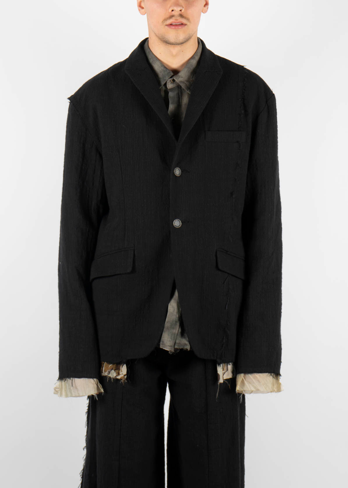Hand Dyed Rawing Tailored Blazer Black