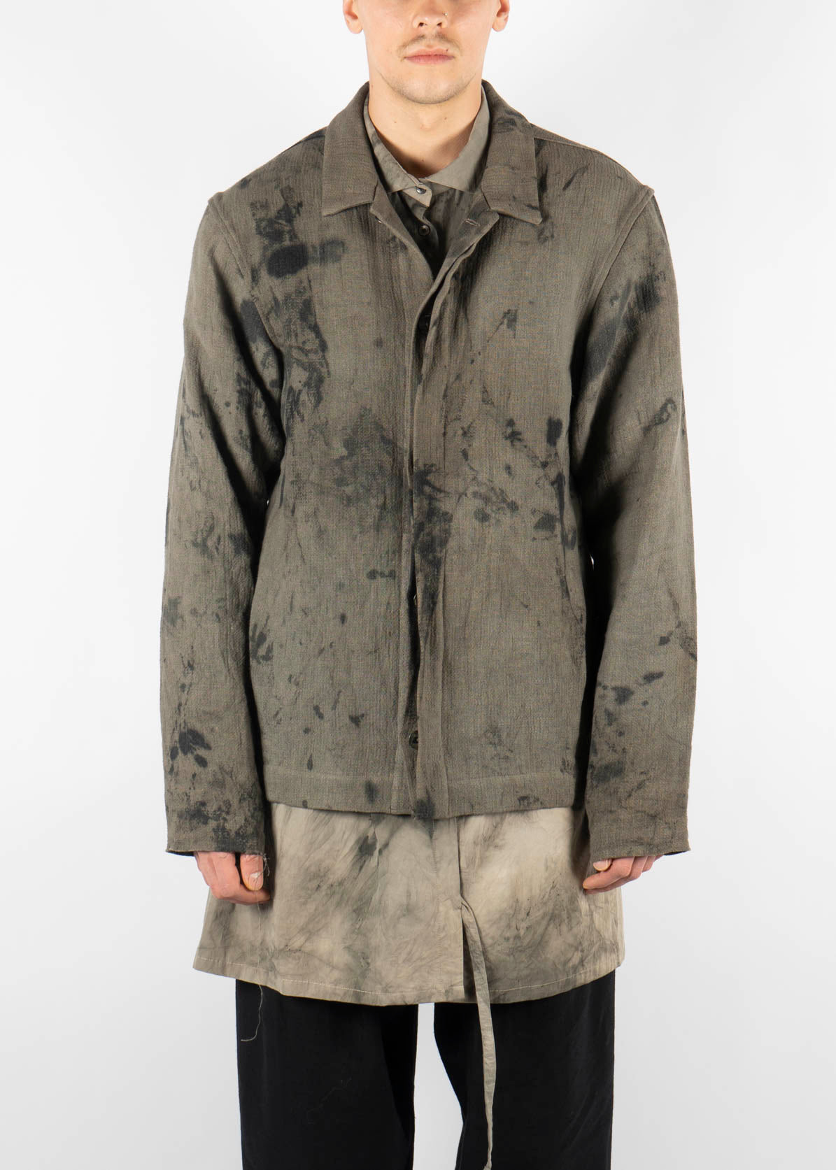 Chiahung Su Dyed Reversible Linen Jacket Dark Grey - Autograph