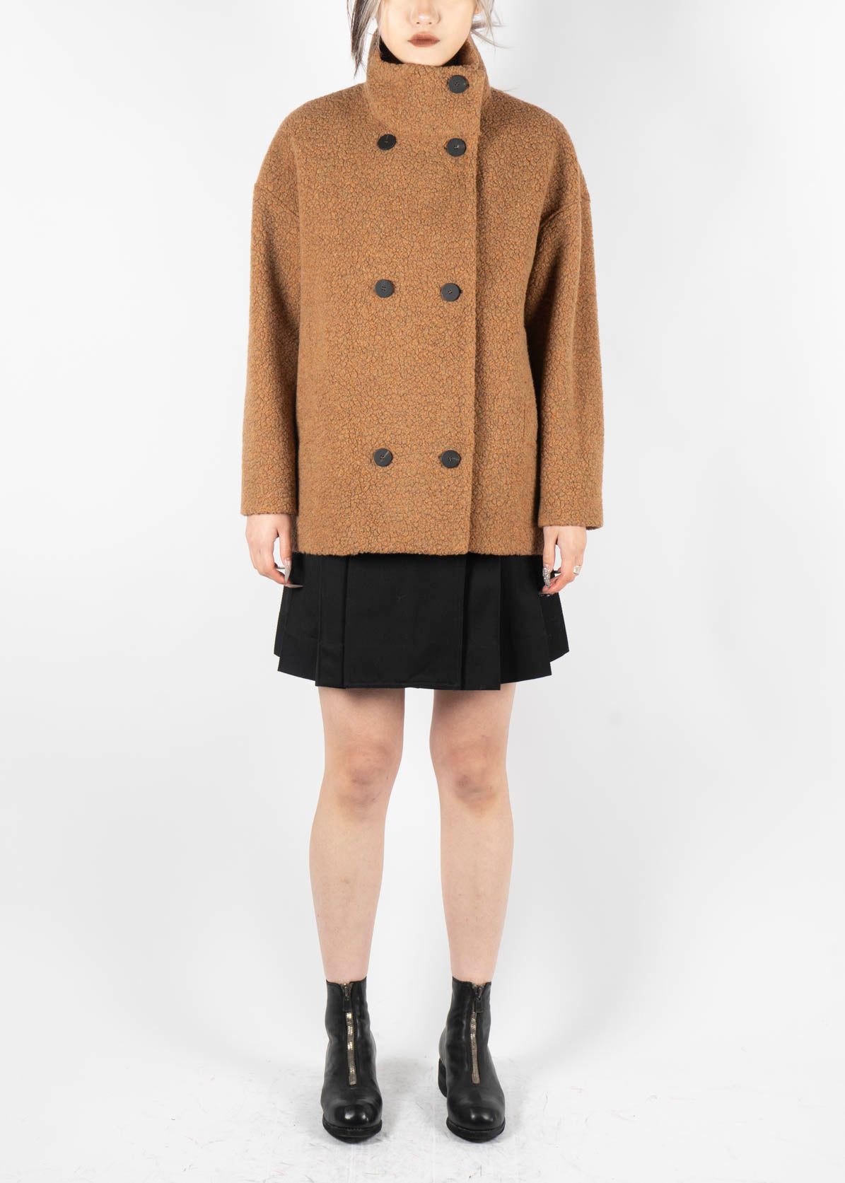 Cropped Boucle Jacket Teddy Brown