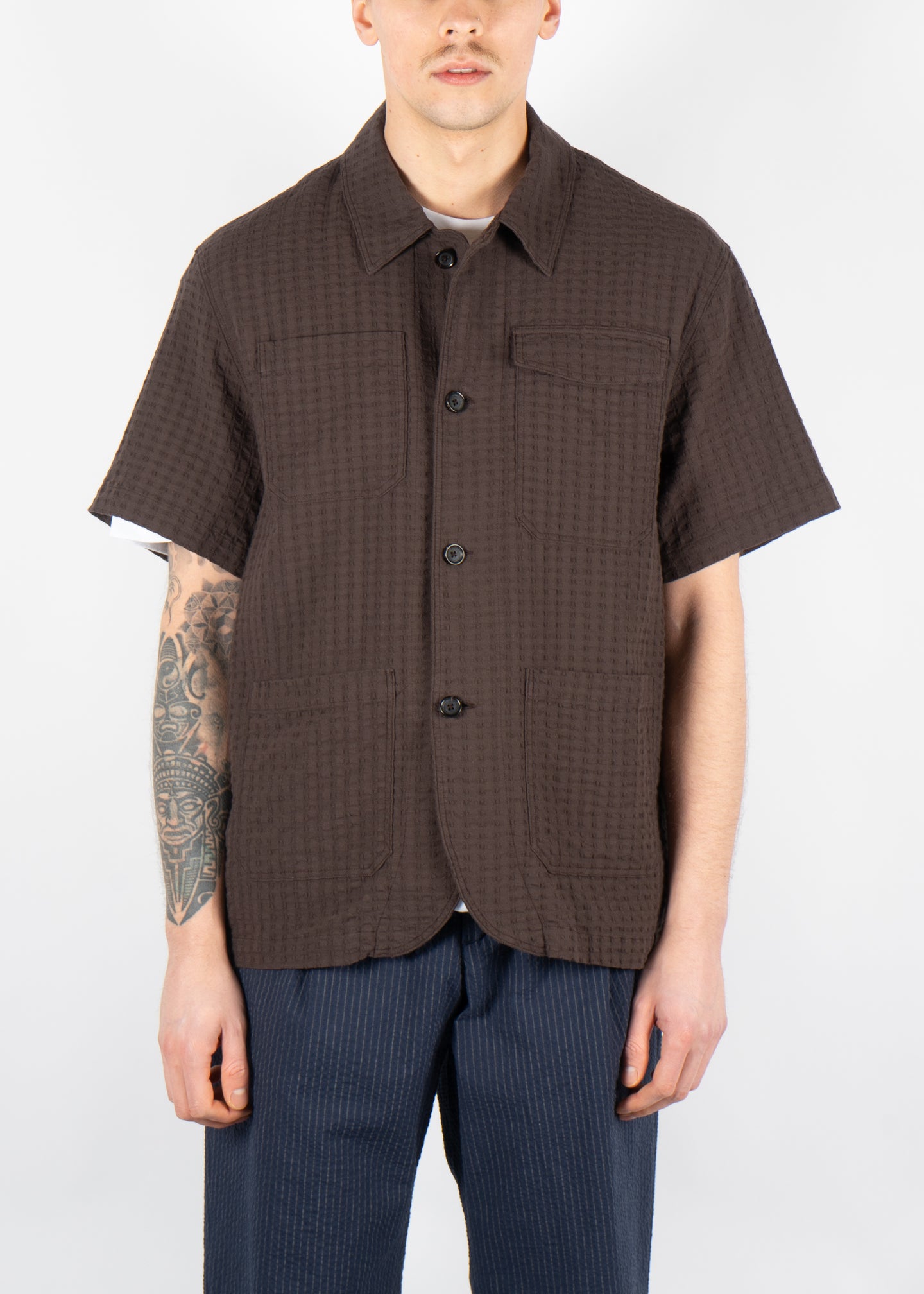 Short Sleeve Safari Shirt Brown