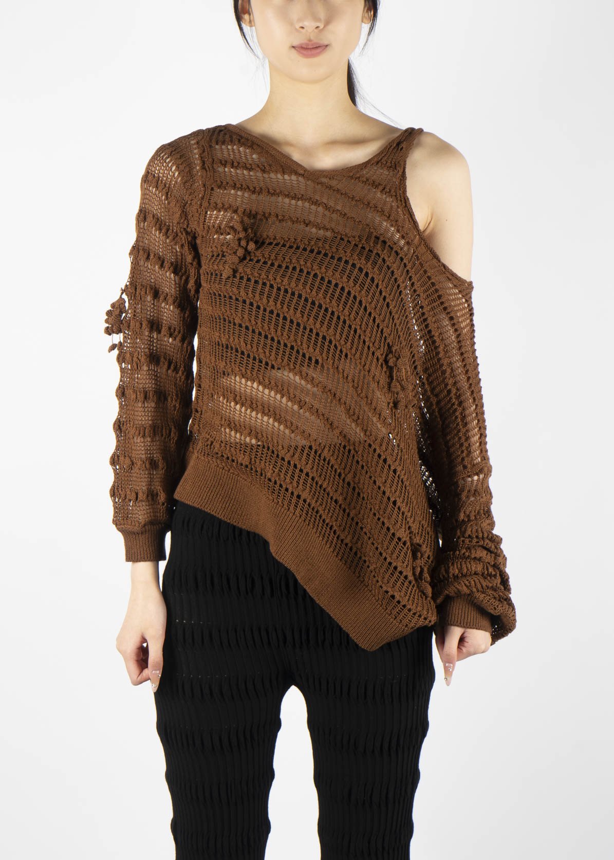 Irregular Loose Sweater Brown