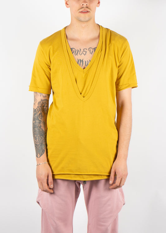Layered V-Neck T-Shirt Yellow