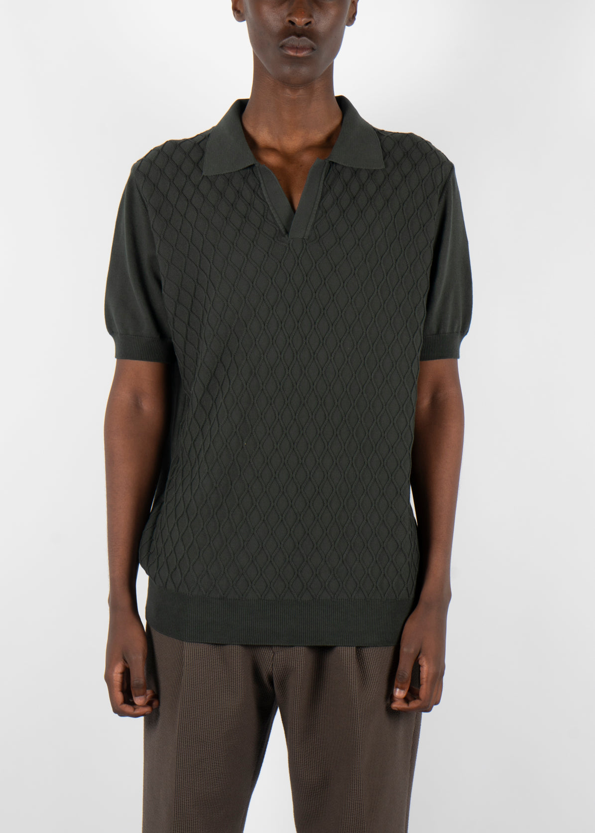 Mirza Knitted Polo Green Wind