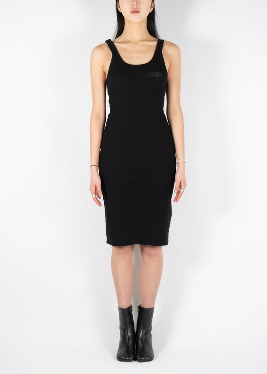 Ribbed Jersey Mini Dress Black