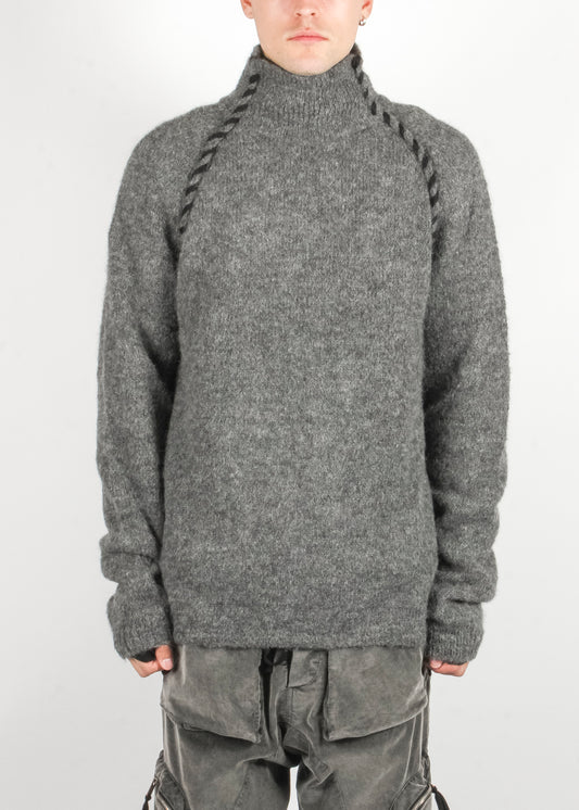 M K 125 Pullover Knit Dark Grey Melange