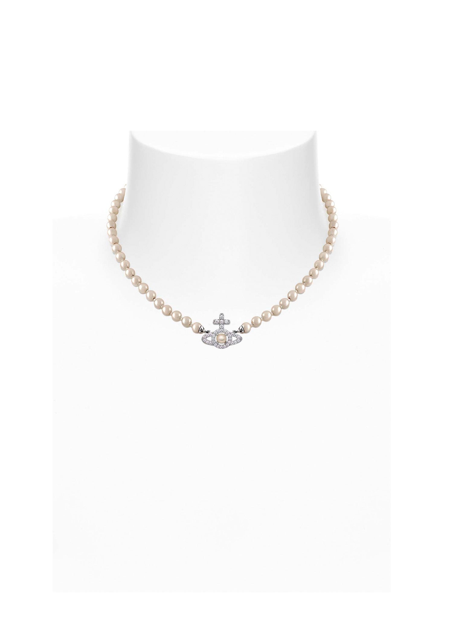 ★Vivienne Westwood★ Olympia Pearl Necklace Platinum White VIVIENNE WESTWOOD Olympia platinum-plated brass and pearl
