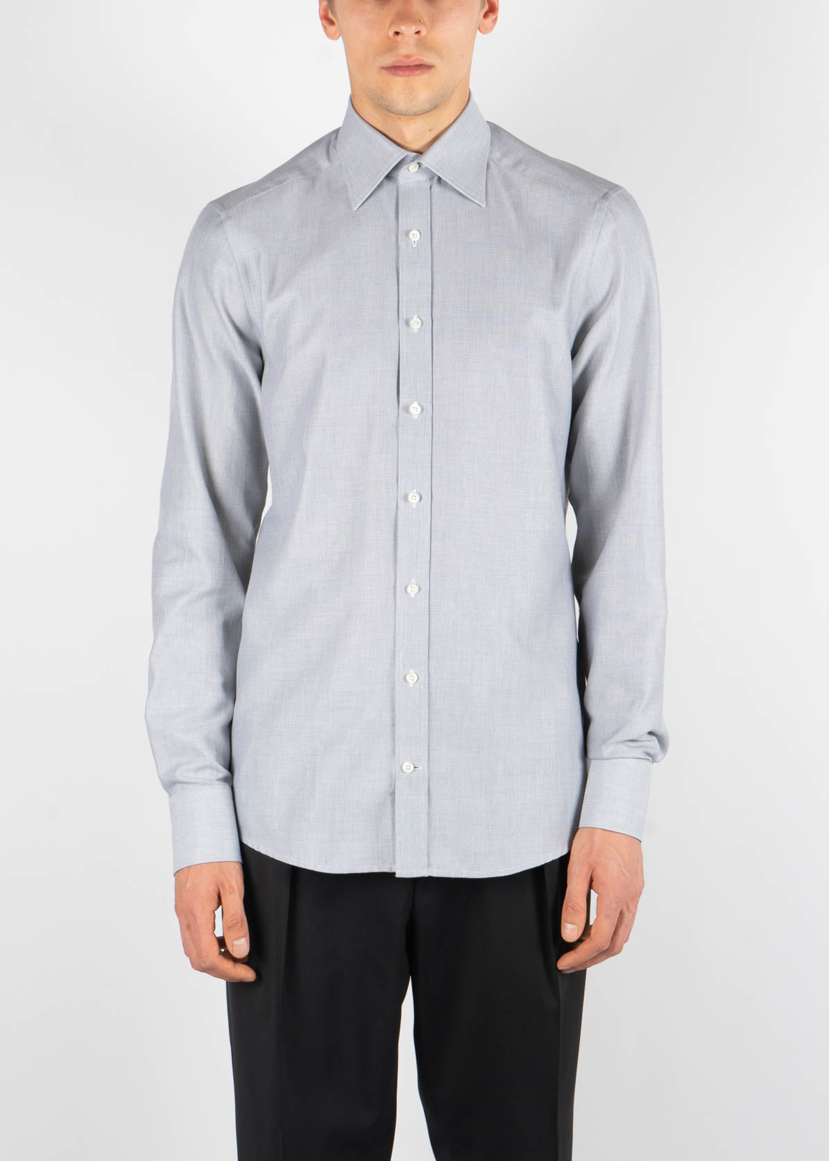 Herringbone Slim Shirt Grey