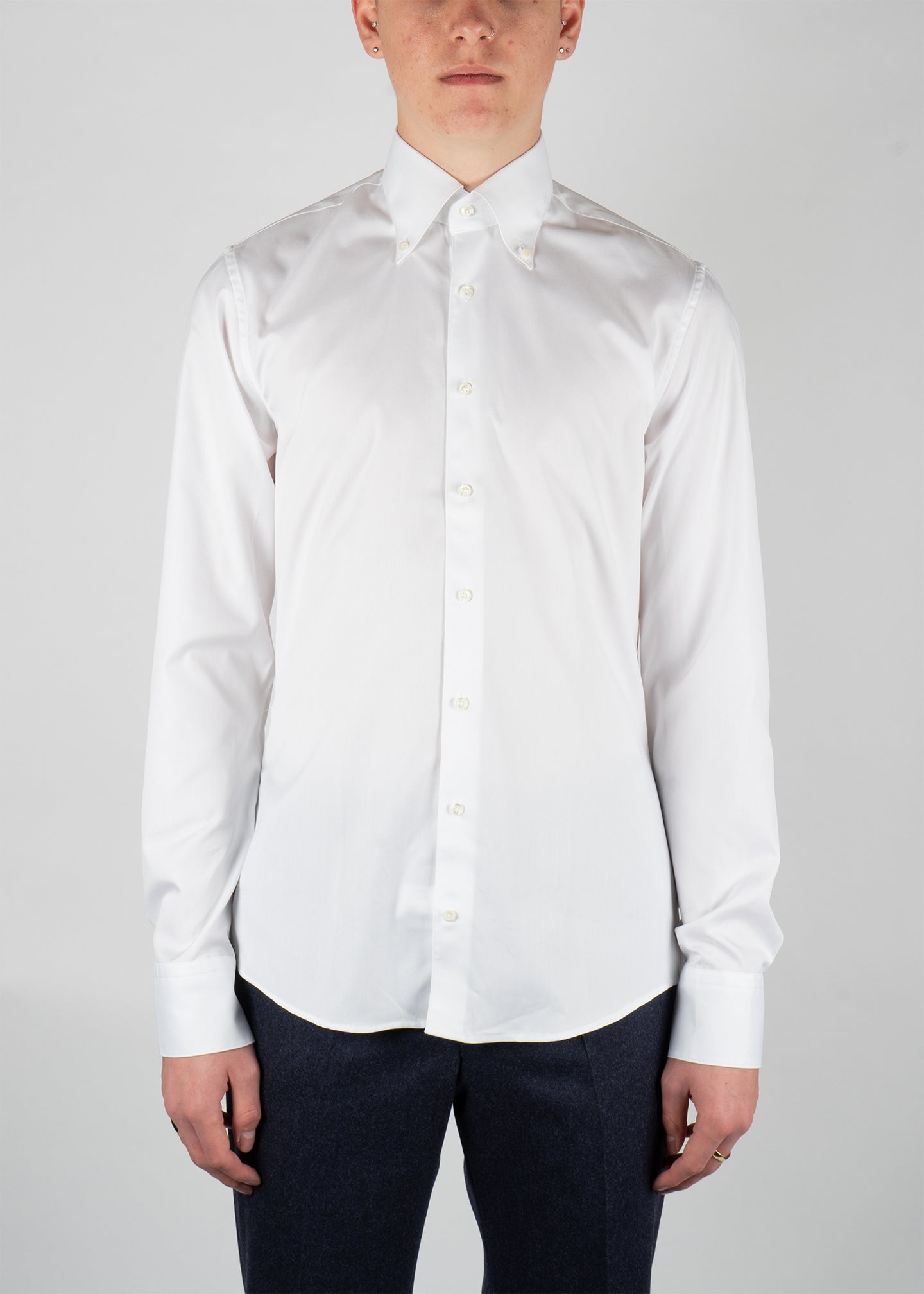 Button Down Collar Shirt White