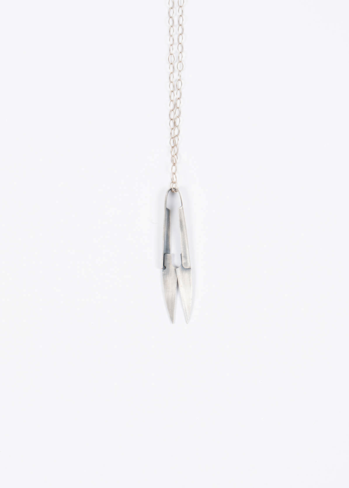 Yarn Scissors Necklace Silver